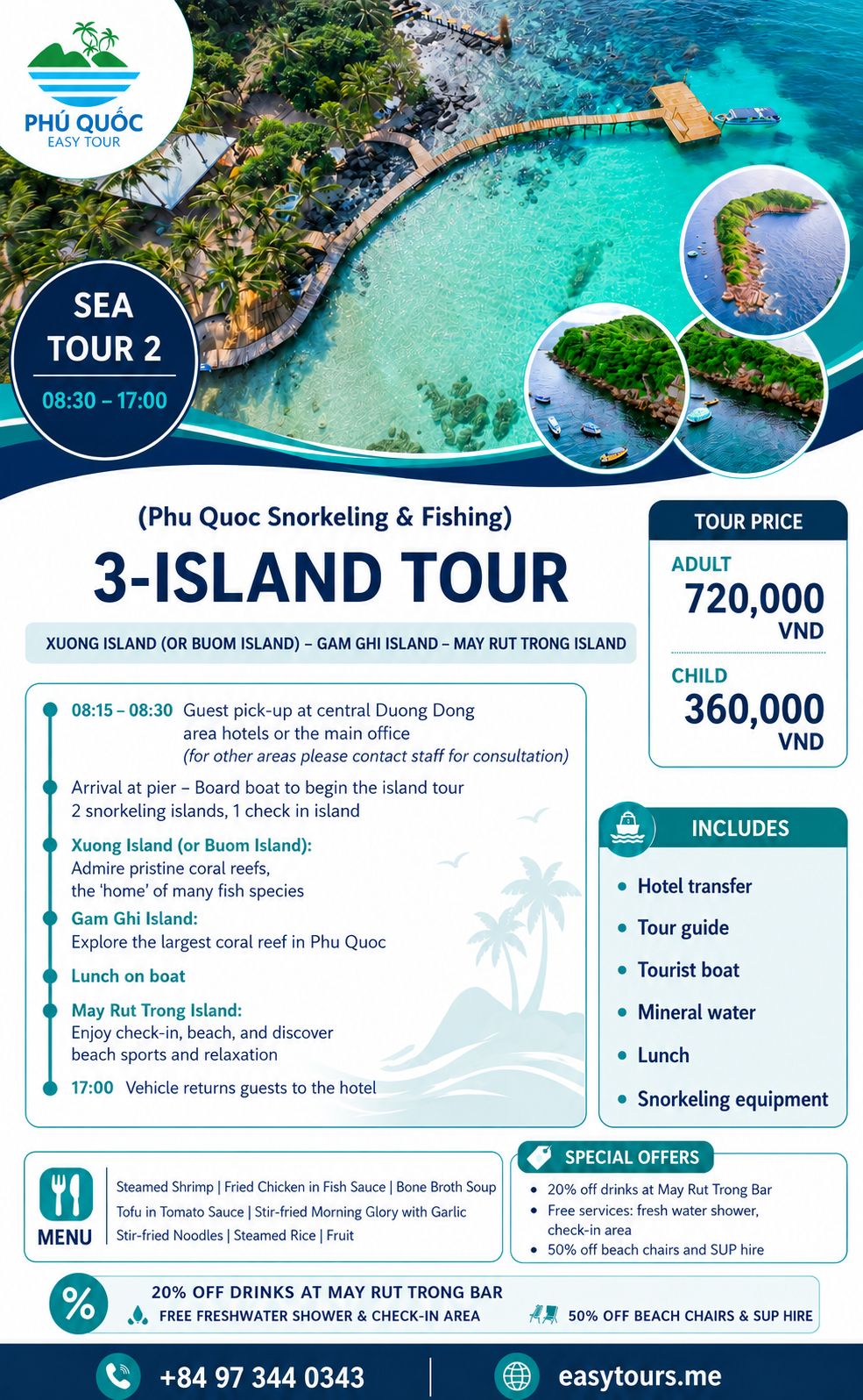 Tour 3 Đảo – Hòn Xưởng (hoặc Hòn Bườm) – Hòn Gầm Ghì